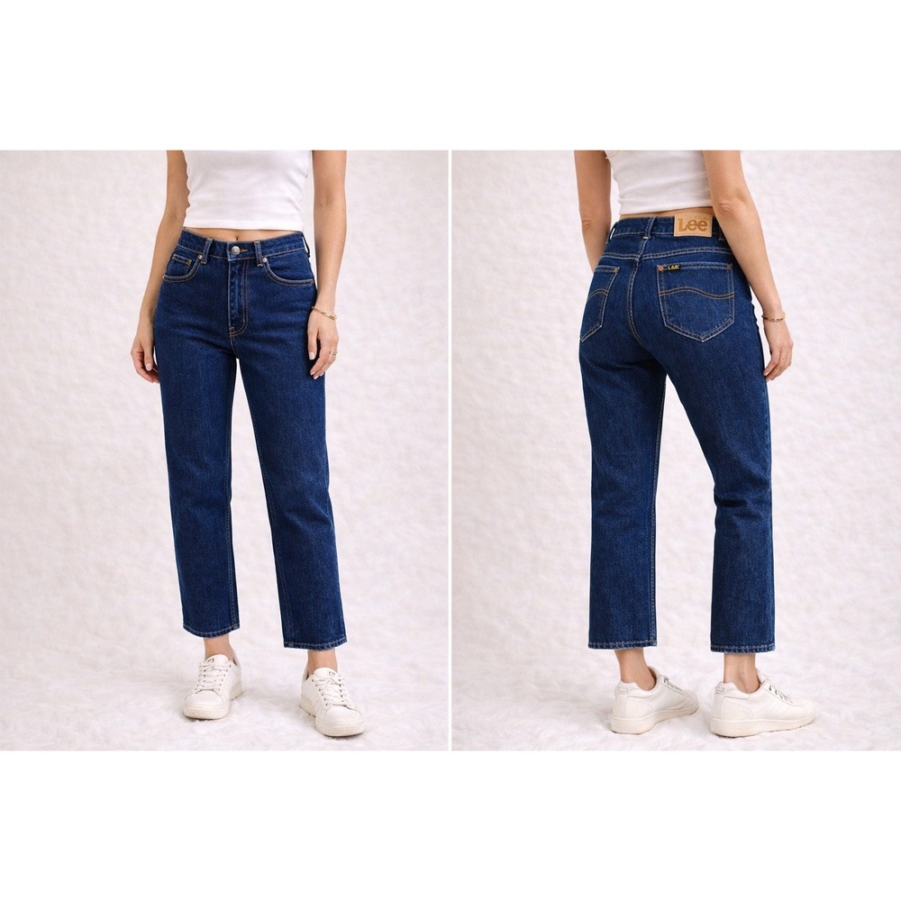 W2 Vintage Lee MR Jeans Union Made USA Size 29 6 Cropped 80s Womens Dark Rinse